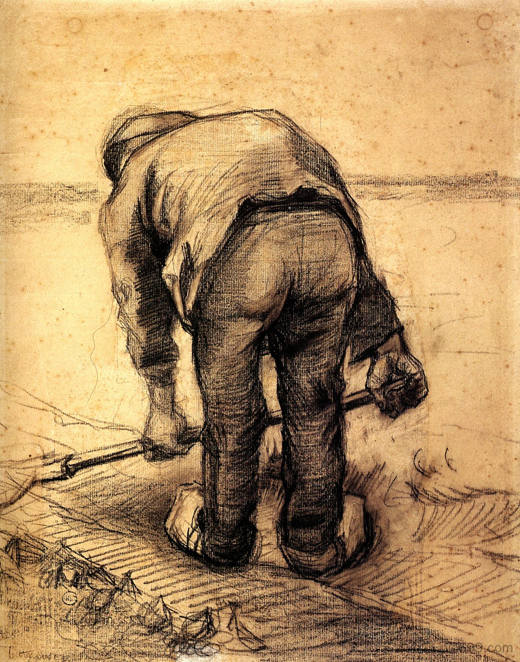 农民提甜菜 Peasant Lifting Beet (1885; Nunen / Nuenen,Netherlands  )，文森特·梵高