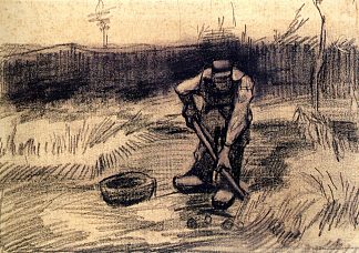 农民搬土豆 Peasant Lifting Potatoes (1885; Nunen / Nuenen,Netherlands                     )，文森特·梵高