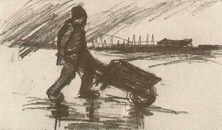 农民，推着独轮车 Peasant, Walking with a Wheelbarrow (1885; Nunen / Nuenen,Netherlands                     )，文森特·梵高