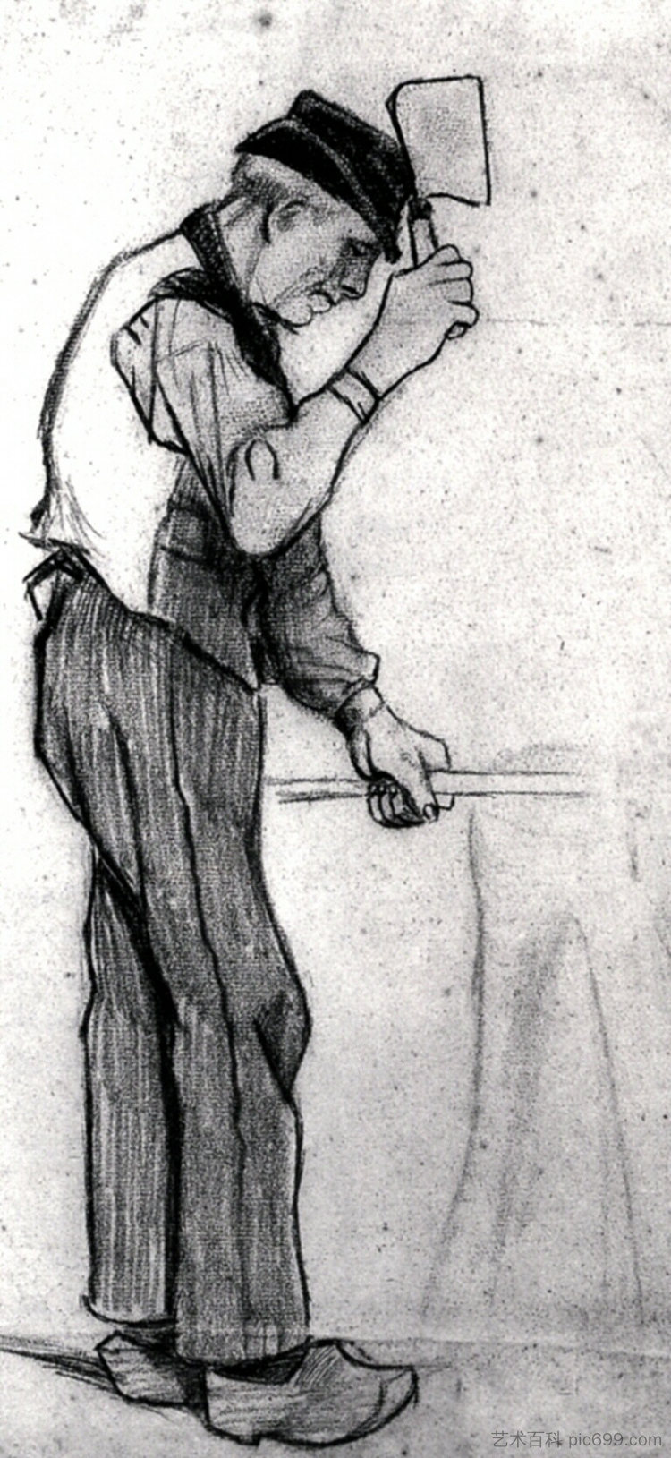 拿着菜刀的农民 Peasant with a Chopping Knife (1881; Netherlands  )，文森特·梵高