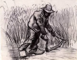 拿镰刀的农民 Peasant with Sickle (1885; Nunen / Nuenen,Netherlands                     )，文森特·梵高