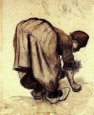 弯腰的农妇 Peasant Woman Bending Over (1885; Nunen / Nuenen,Netherlands                     )，文森特·梵高