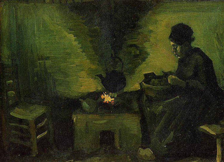 炉边的农妇 Peasant Woman by the Hearth (c.1885; Netherlands  )，文森特·梵高