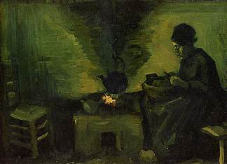 炉边的农妇 Peasant Woman by the Hearth (c.1885; Netherlands                     )，文森特·梵高