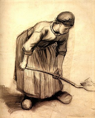 农妇挖土 Peasant Woman Digging (1885; Nunen / Nuenen,Netherlands                     )，文森特·梵高