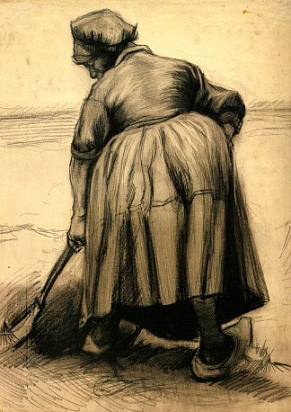 农妇挖土 Peasant Woman Digging (1885; Nunen / Nuenen,Netherlands                     )，文森特·梵高