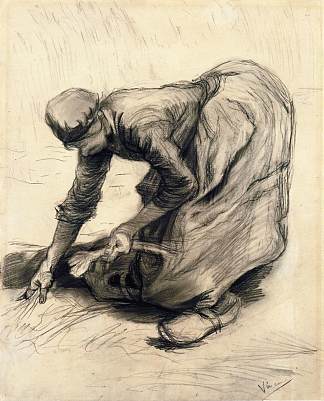 农妇拾荒 Peasant Woman Gleaning (1885; Nunen / Nuenen,Netherlands                     )，文森特·梵高