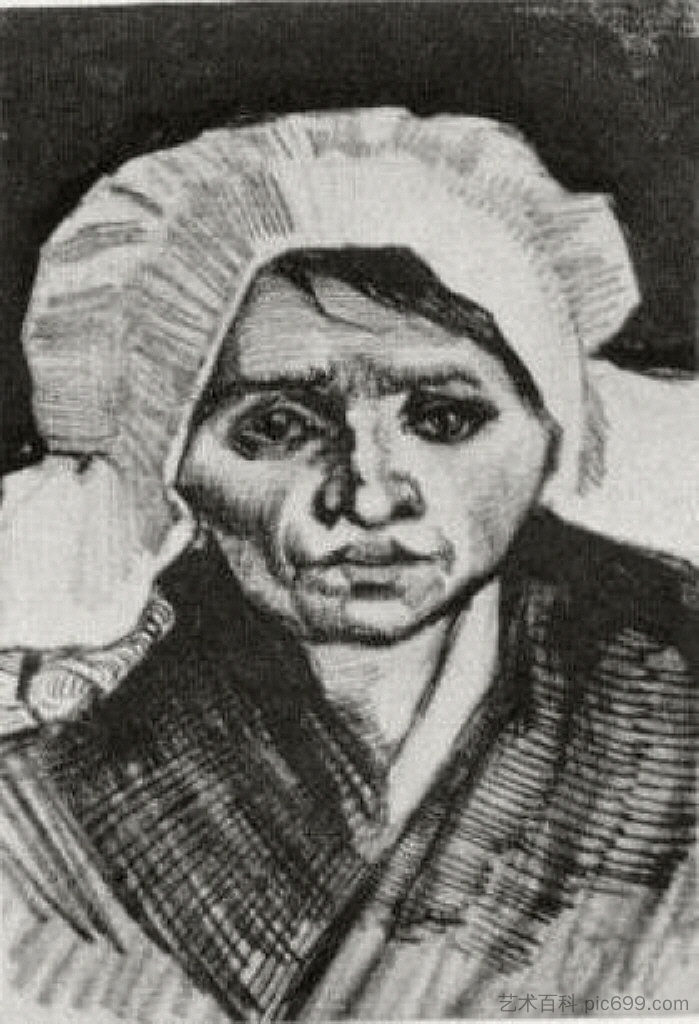 Peasant Woman, Head Peasant Woman, Head (c.1884; Nunen / Nuenen,Netherlands ),文森特·梵高