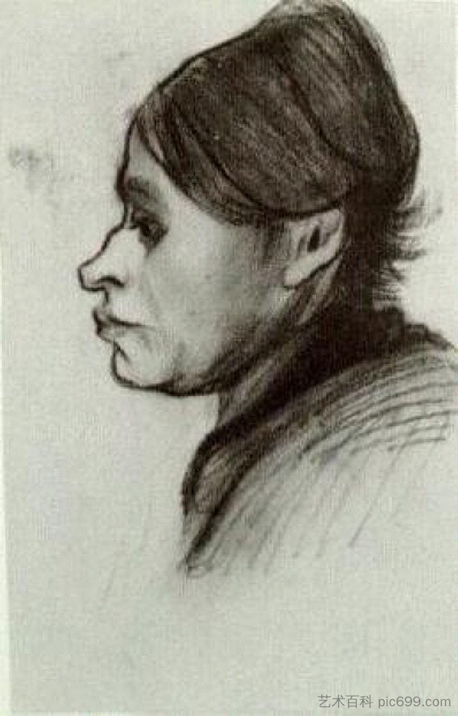 农妇，首领 Peasant Woman, Head (1885; Nunen / Nuenen,Netherlands  )，文森特·梵高