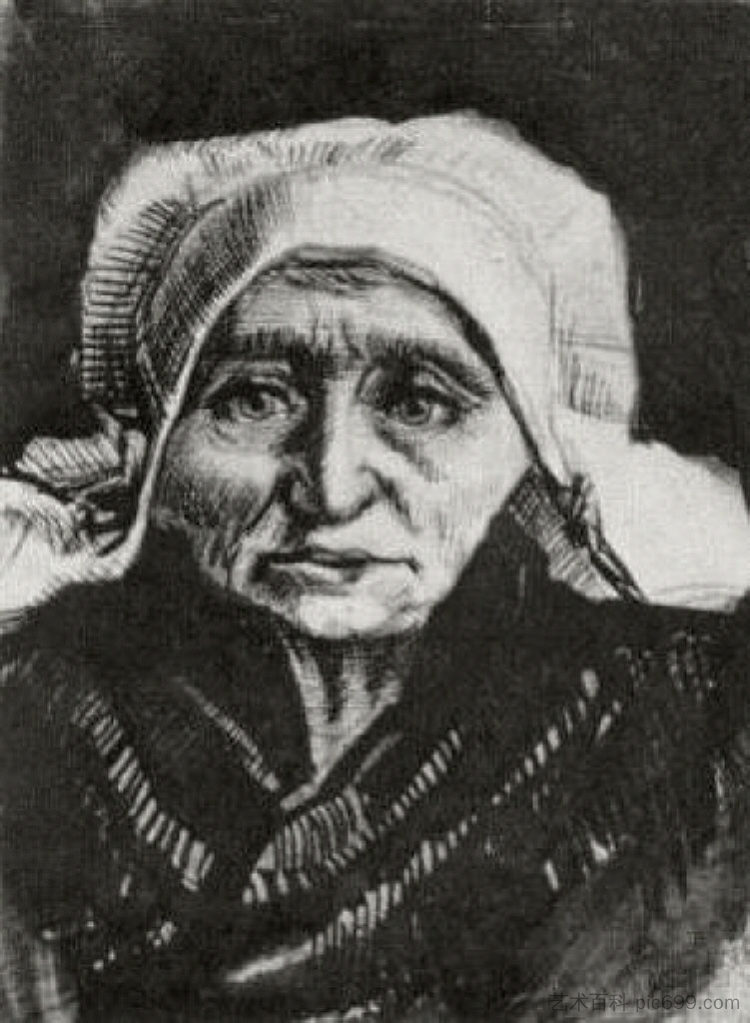 农妇，首领 Peasant Woman, Head (c.1884; Nunen / Nuenen,Netherlands  )，文森特·梵高