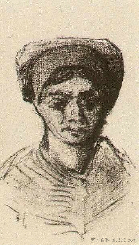 农妇，首领 Peasant Woman, Head (c.1884; Nunen / Nuenen,Netherlands  )，文森特·梵高