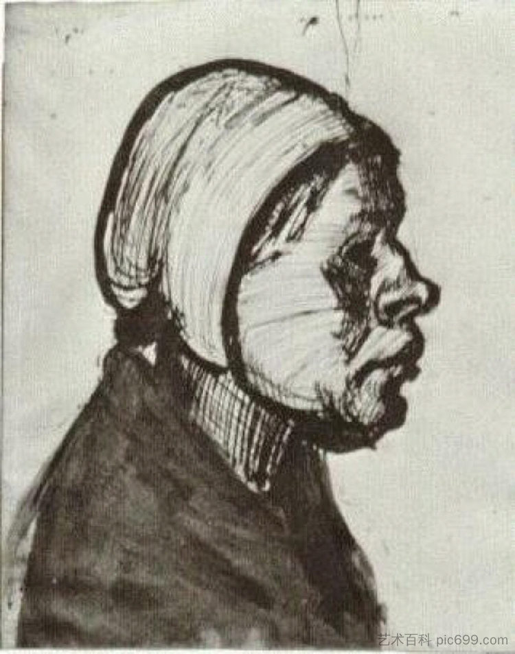 农妇，首领 Peasant Woman, Head (c.1884; Nunen / Nuenen,Netherlands  )，文森特·梵高