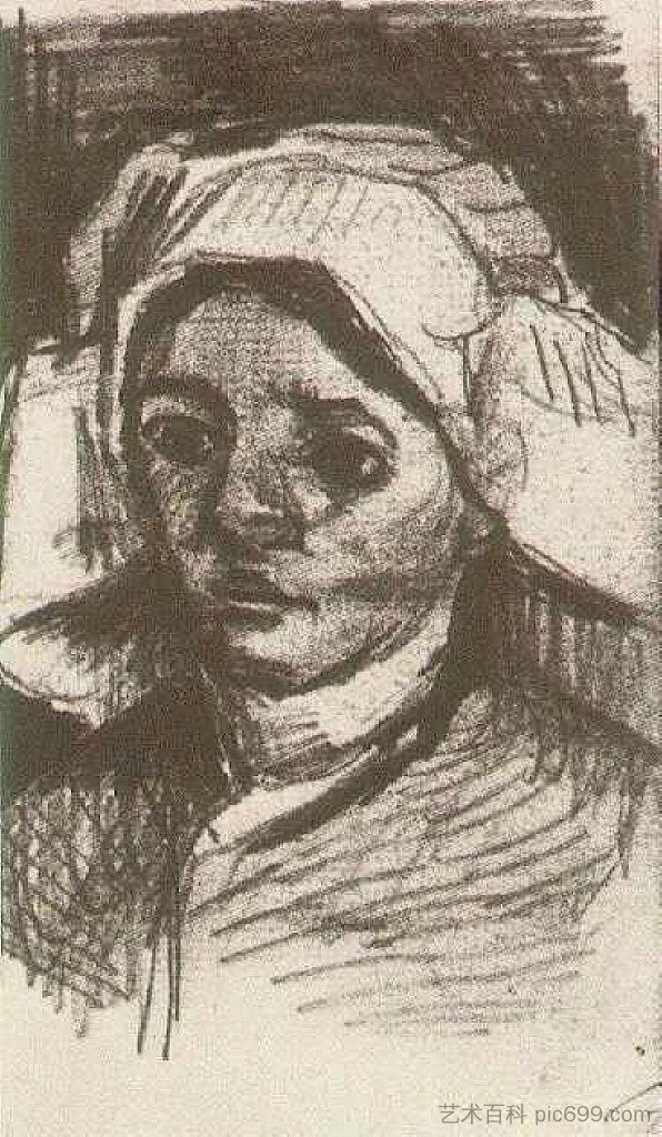 农妇，首领 Peasant Woman, Head (c.1884; Nunen / Nuenen,Netherlands  )，文森特·梵高