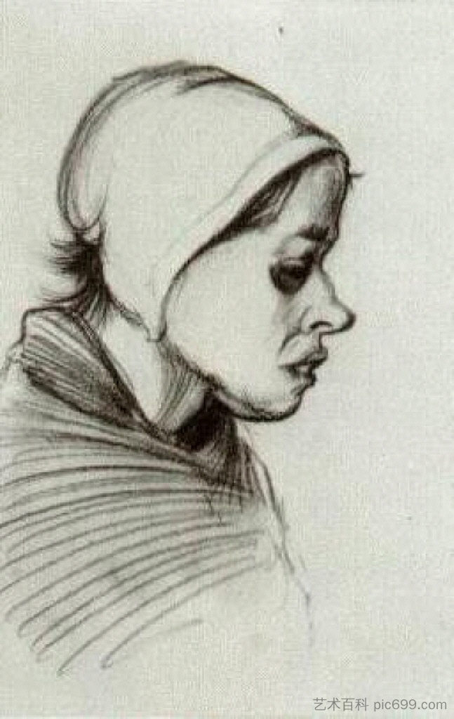 Peasant Woman, Head Peasant Woman, Head (c.1884; Nunen / Nuenen,Netherlands ),文森特·梵高