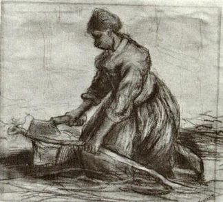 农妇，跪在菜刀下 Peasant Woman, Kneeling with Chopper (1885; Nunen / Nuenen,Netherlands                     )，文森特·梵高