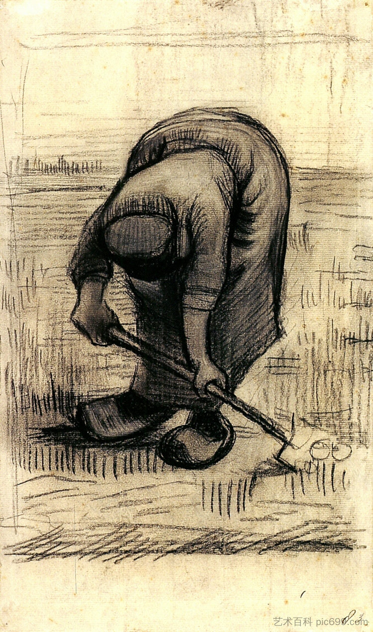 Peasant Woman Lifting Potatoes Peasant Woman Lifting Potatoes (1885; Nunen / Nuenen,Netherlands  )，文森特·梵高