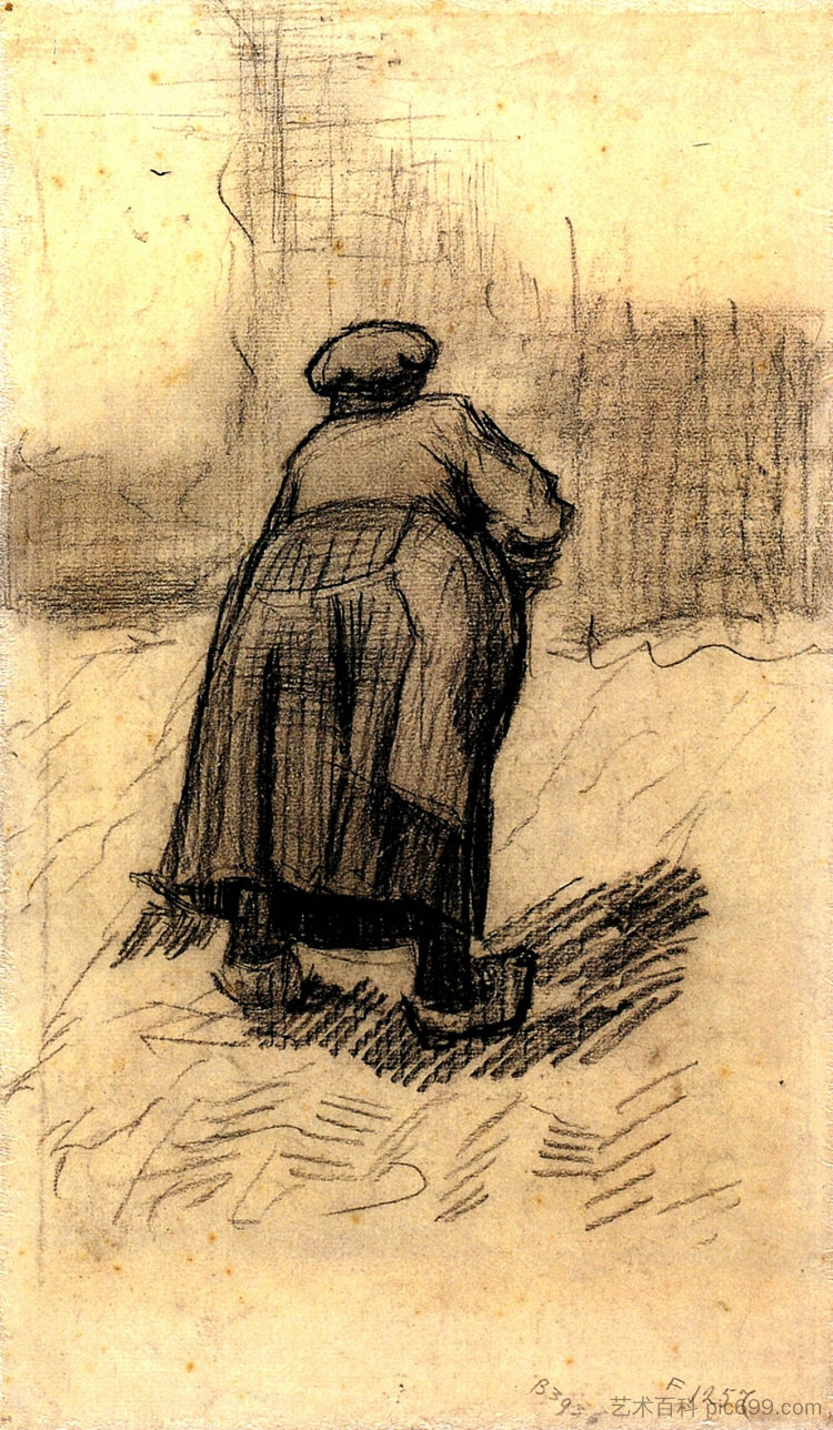 举土豆的农妇 Peasant Woman Lifting Potatoes (1885; Nunen / Nuenen,Netherlands  )，文森特·梵高