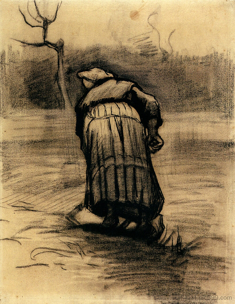 举土豆的农妇 Peasant Woman Lifting Potatoes (1885; Nunen / Nuenen,Netherlands  )，文森特·梵高