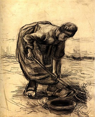 举土豆的农妇 Peasant Woman Lifting Potatoes (1885; Nunen / Nuenen,Netherlands                     )，文森特·梵高