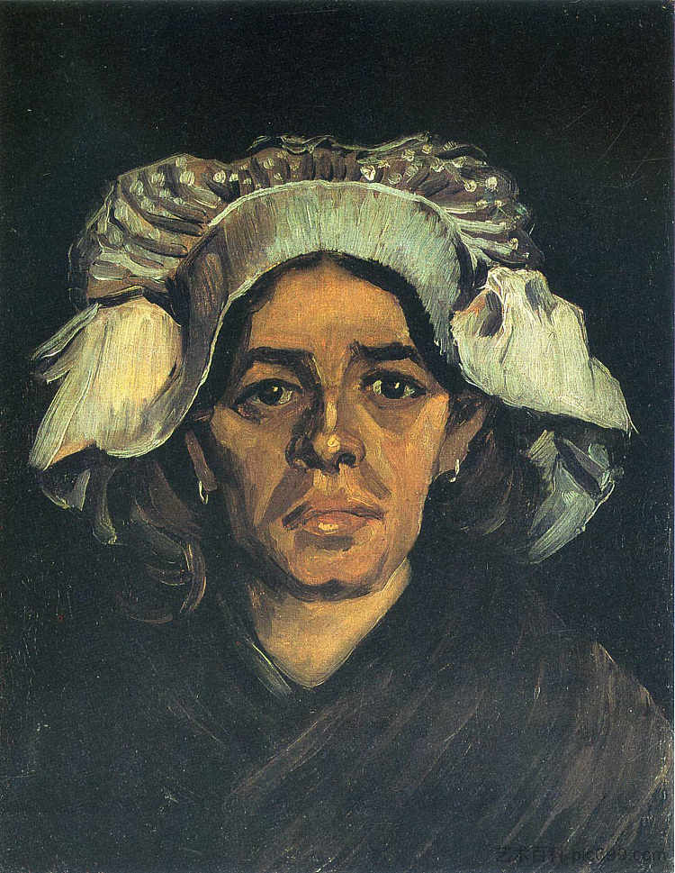 农妇，戈尔达·德·格鲁特画像 Peasant Woman, Portrait of Gordina de Groot (1885; Nunen / Nuenen,Netherlands  )，文森特·梵高