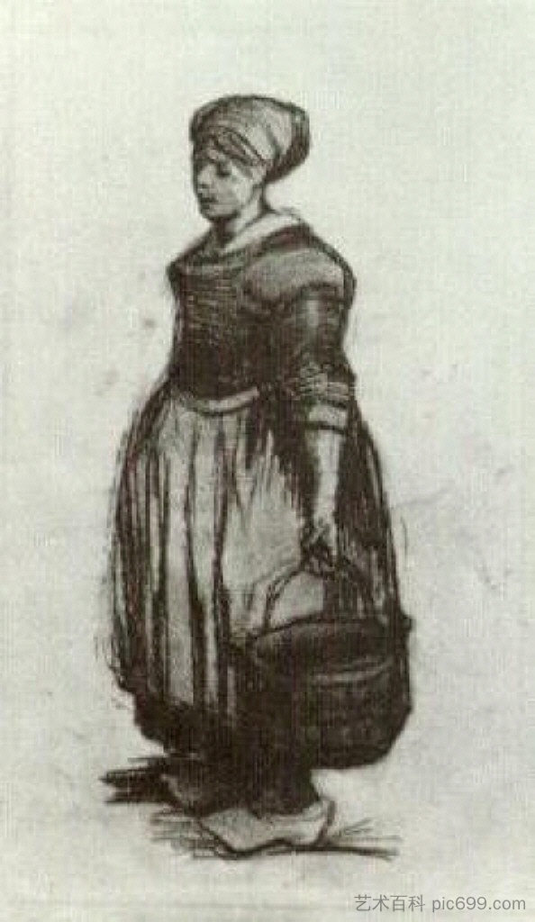 提着水桶的农妇 Peasant Woman with a Bucket (1885; Nunen / Nuenen,Netherlands  )，文森特·梵高