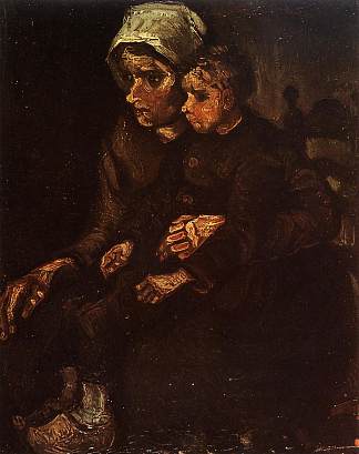 膝上抱着孩子的农妇 Peasant Woman with a Child in Her Lap (1885; Nunen / Nuenen,Netherlands                     )，文森特·梵高