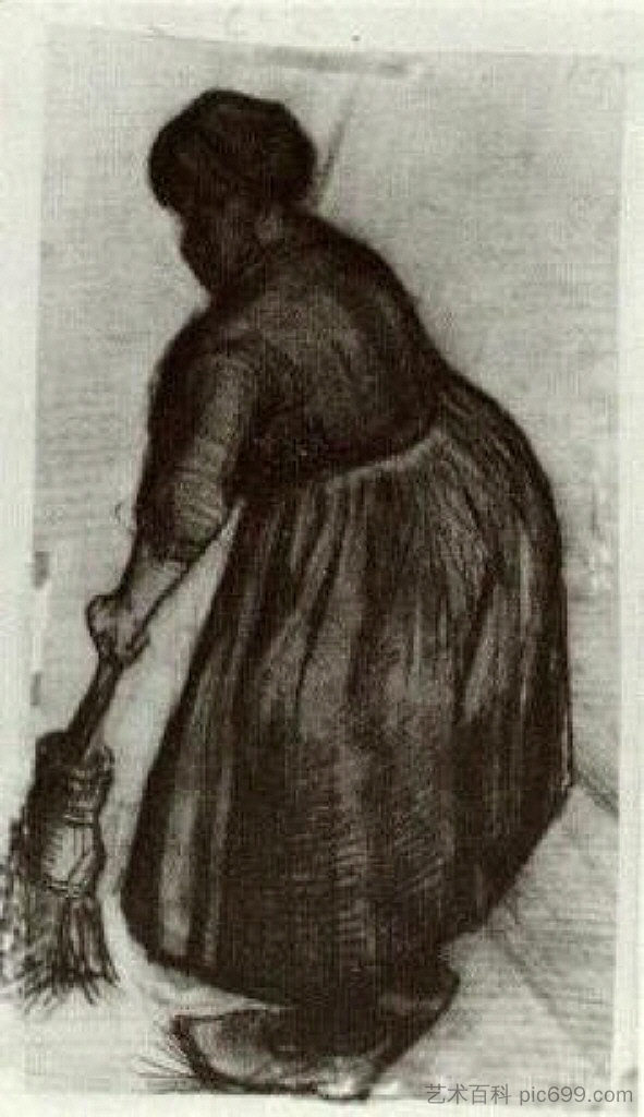 拿扫帚的农妇 Peasant Woman with Broom (1885; Nunen / Nuenen,Netherlands ),文森特·梵高