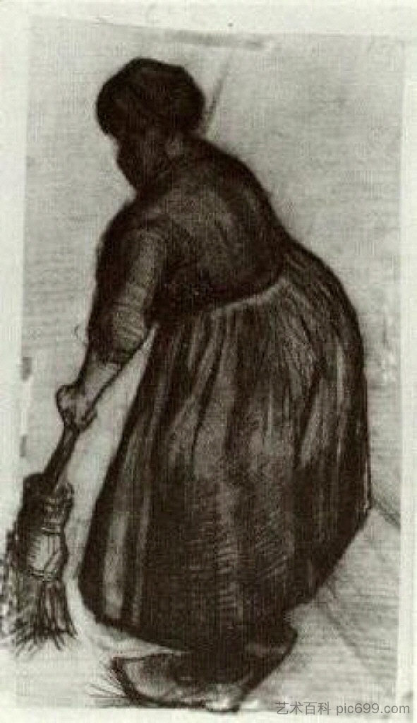 拿扫帚的农妇 Peasant Woman with Broom (1885; Nunen / Nuenen,Netherlands  )，文森特·梵高