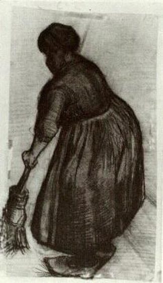 拿扫帚的农妇 Peasant Woman with Broom (1885; Nunen / Nuenen,Netherlands                     )，文森特·梵高