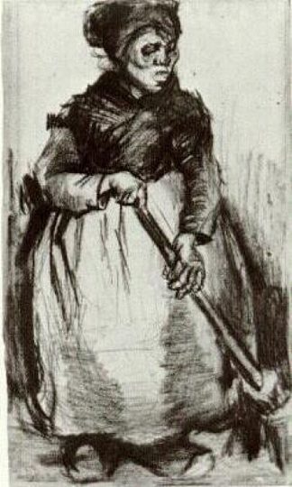 拿扫帚的农妇 Peasant Woman with Broom (1885; Nunen / Nuenen,Netherlands                     )，文森特·梵高