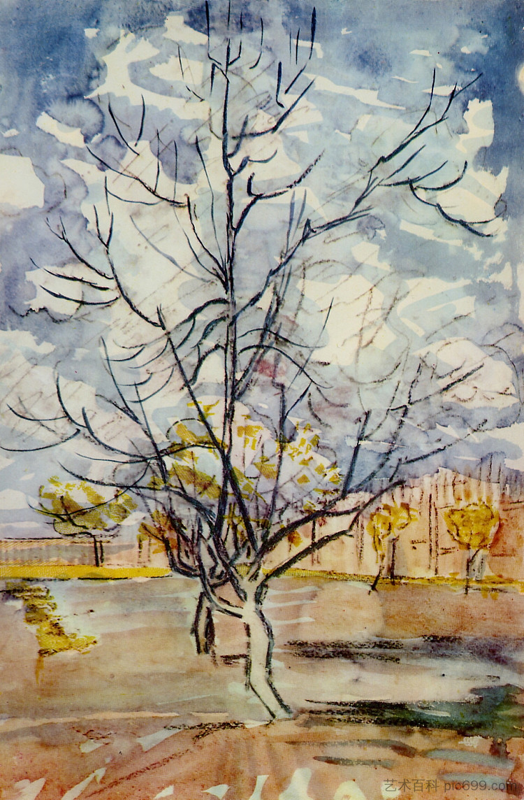 粉红桃树 Pink Peach Trees (1888; Arles,Bouches-du-Rhône,France  )，文森特·梵高