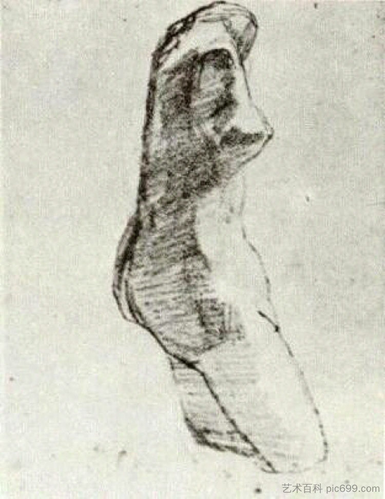 一个女人的石膏躯干，从侧面看 Plaster Torso of a Woman, Seen from the Side (1886; Antwerp,Belgium  )，文森特·梵高