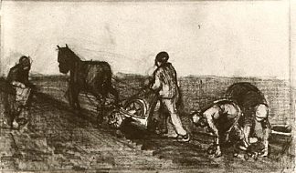 农夫和三个女人 Ploughman and Three Women (1883; Netherlands                     )，文森特·梵高