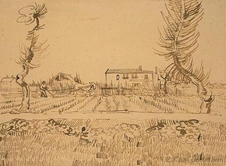 阿尔勒附近田野里的犁夫 Ploughman in the Fields near Arles (1888; Arles,Bouches-du-Rhône,France ),文森特·梵高
