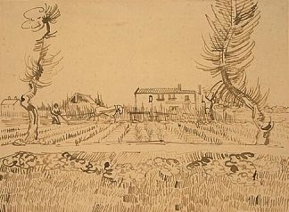 阿尔勒附近田野里的犁夫 Ploughman in the Fields near Arles (1888; Arles,Bouches-du-Rhône,France                     )，文森特·梵高