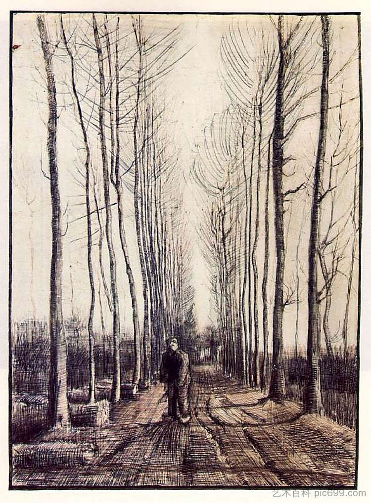 杨树 Poplar Trees (1884; Nunen / Nuenen,Netherlands  )，文森特·梵高