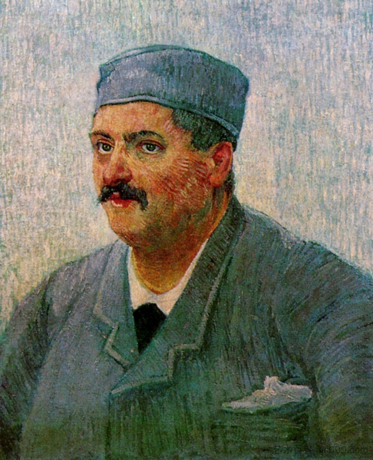 一个戴着骷髅帽的男人的肖像 Portrait of a Man with a Skull Cap (c.1887; Paris,France  )，文森特·梵高