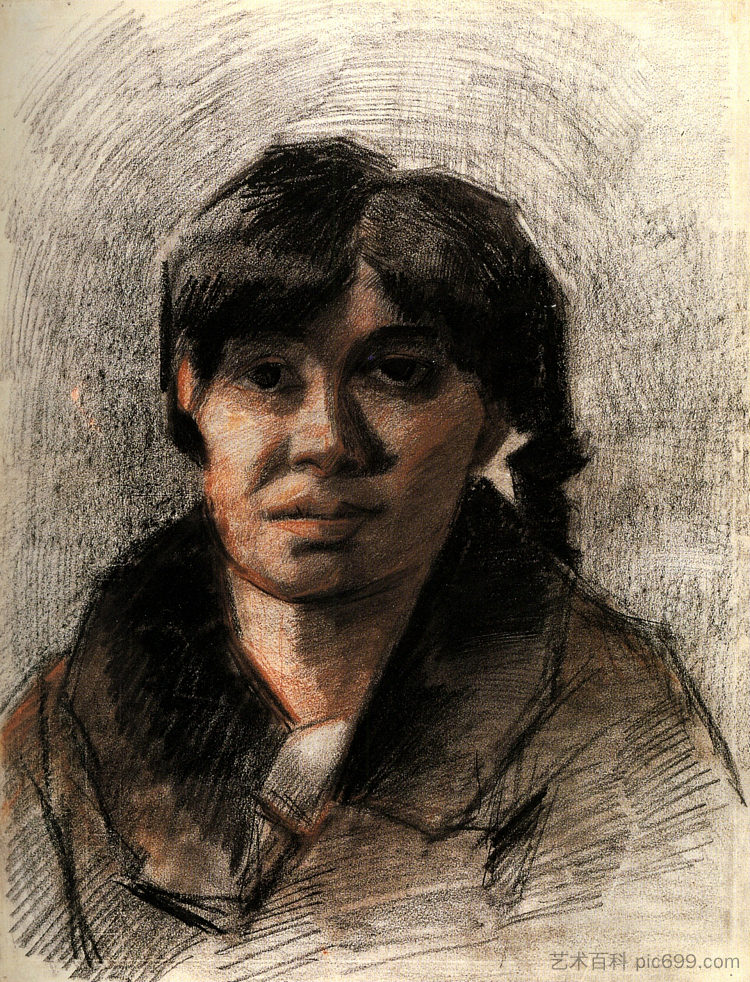 一个女人的肖像 Portrait of a Woman (1885; Antwerp,Belgium  )，文森特·梵高