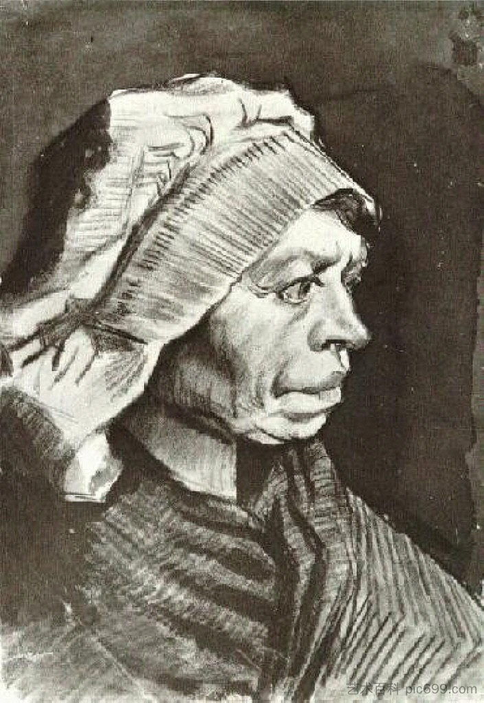 妇女画像(戴女帽的农妇头像) Portrait of a Woman (Head of a peasant woman with bonnet) (c.1885; Netherlands ),文森特·梵高