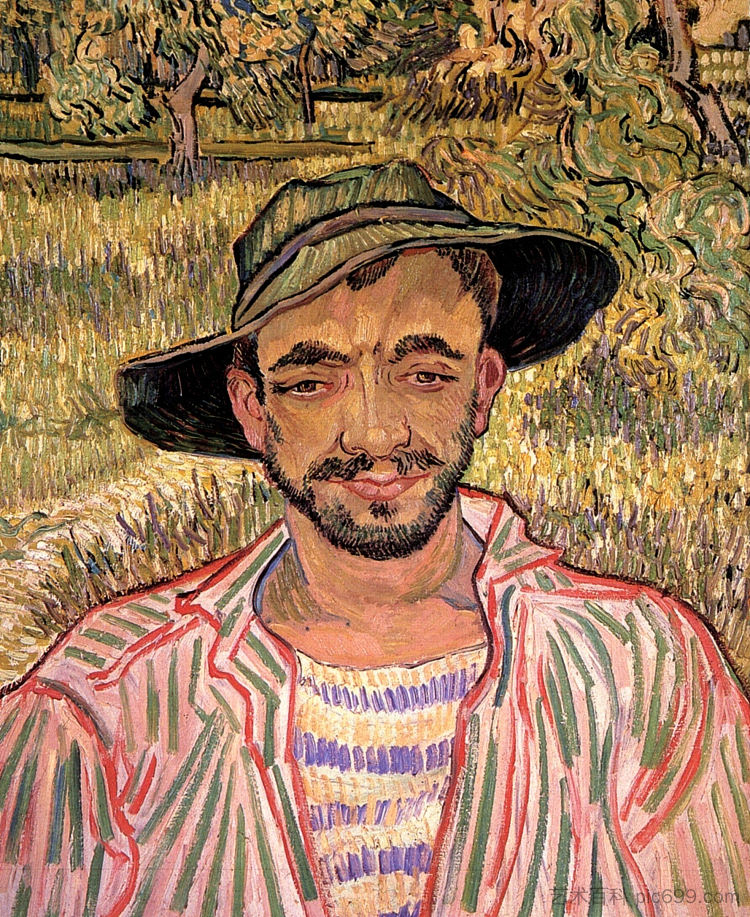 一个年轻农民的肖像 Portrait of a Young Peasant (1889; Saint-rémy-de-provence,France  )，文森特·梵高