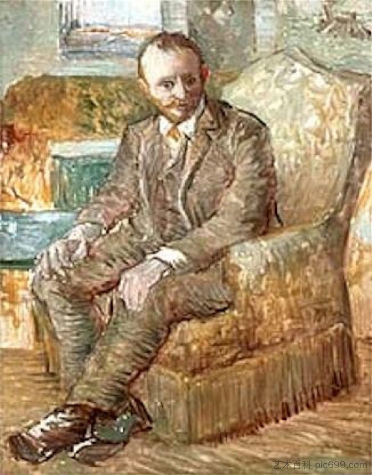 艺术品经销商亚历山大·里德（Alexander Reid）的肖像，坐在安乐椅上 Portrait of the Art Dealer Alexander Reid, Sitting in an Easy Chair (c.1887; Paris,France  )，文森特·梵高