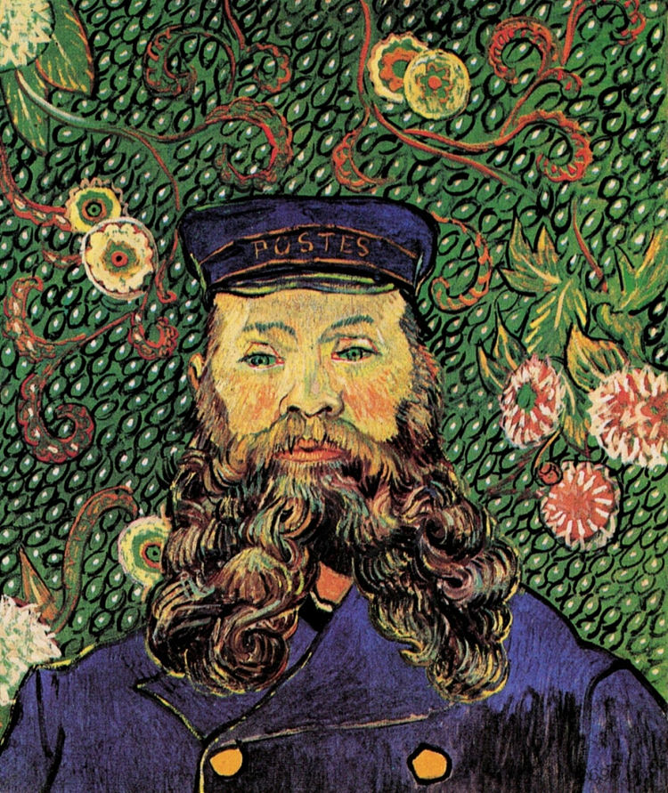 邮递员约瑟夫·鲁林的肖像 Portrait of the postman Joseph Roulin (1889; Arles,Bouches-du-Rhône,France ),文森特·梵高