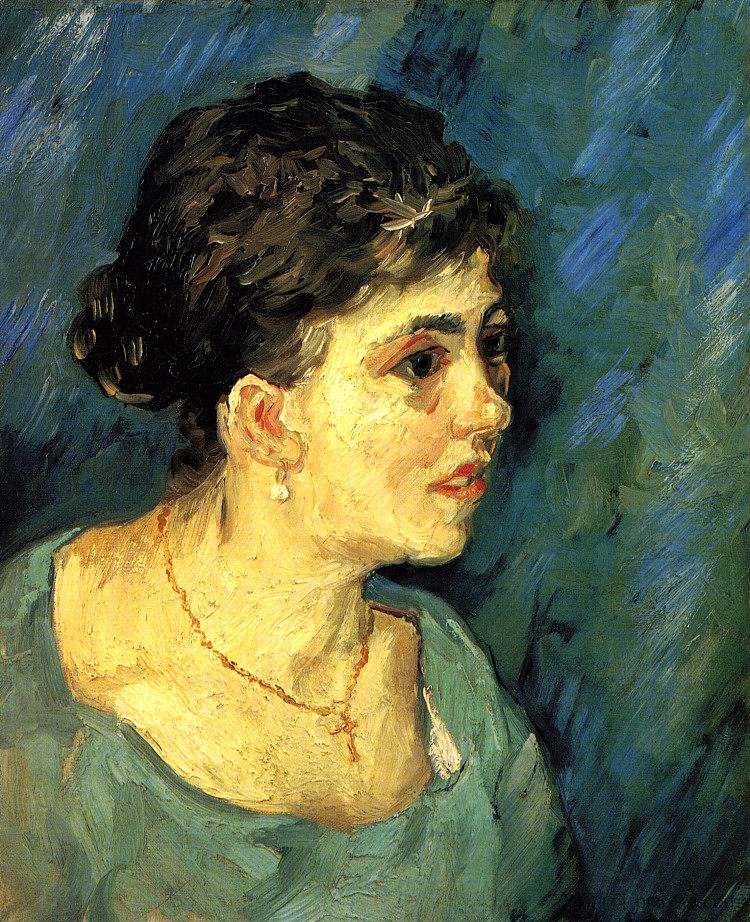 穿蓝衣服的女人肖像 Portrait of Woman in Blue (1885; Antwerp,Belgium  )，文森特·梵高