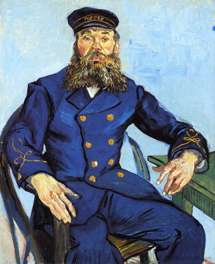 邮递员约瑟夫·鲁林 Postman Joseph Roulin (1888; Arles,Bouches-du-Rhône,France  )，文森特·梵高