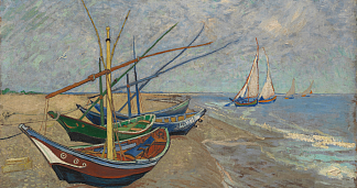 滨海圣玛丽海滩上的渔船 Fishing boats on the Beach at Les Saintes-Maries-de-la-Mer (1888; Saintes-maries-de-la-mer,France                     )，文森特·梵高