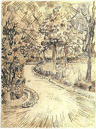 带黄房子一角的公共花园 Public Garden with a Corner of the Yellow House (1888; Arles,Bouches-du-Rhône,France                     )，文森特·梵高