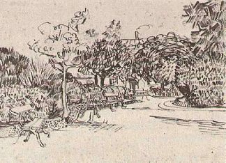 带长椅的公共花园 Public Garden with Benches (1888; Arles,Bouches-du-Rhône,France                     )，文森特·梵高