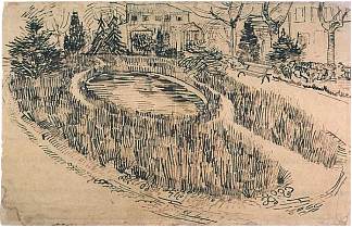 以文森特故居为背景的公共花园 Public Garden with Vincent s House in the Background (1888; Arles,Bouches-du-Rhône,France                     )，文森特·梵高