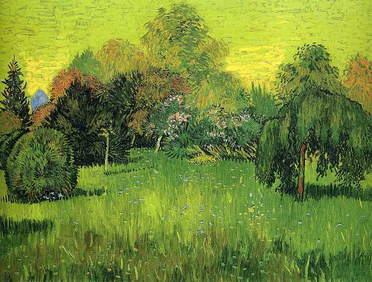 垂柳公园 诗人的花园 I Public Park with Weeping Willow The Poet s Garden I (1888; Arles,Bouches-du-Rhône,France  )，文森特·梵高