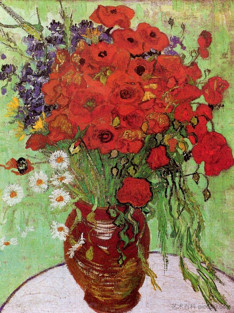 红罂粟花和雏菊 Red Poppies and Daisies (1890; Auvers-sur-oise,France  )，文森特·梵高